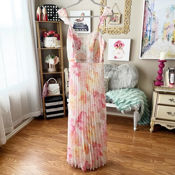 Crytal Doll floral pleated Spring dress size 9 - Picture 3 of 6